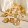 304 Stainless Steel Geometric PVD Coated Real Gold Plated Elegant Glam Waterproof Non Tarnish Rings