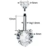 Wholesale Fashion Geometric Heart Shape Stainless Steel Inlaid Zircon Zircon Belly Ring 1 Piece