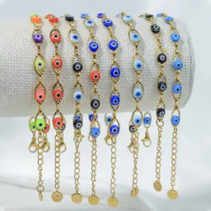 Wholesale PVD Coated Real Gold Plated 14K Gold Devil's Eye 304 Stainless Steel Vacation Waterproof Non Tarnish 304 Stainless Steel Bracelets