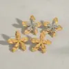 Wholesale Real Gold Plated 316 Stainless Steel PVD Coated Flower Waterproof Non Tarnish Casual Modern Style Commute Ear Studs For Women's