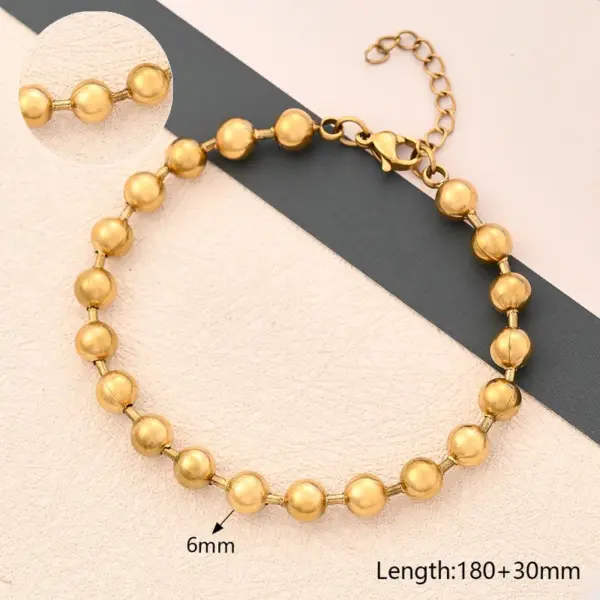 Wholesale Casual Simple Style Round Oval Solid Color 304 Stainless Steel 18K Gold Plated Bracelets In Bulk