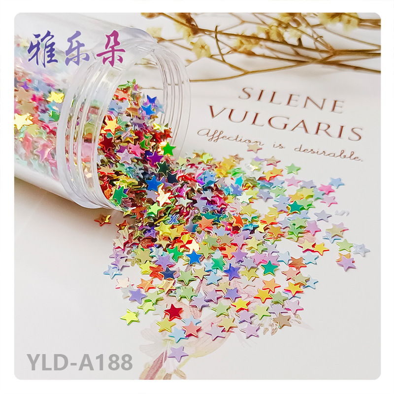 Wholesale 4mm five-inted star pvc sequins nail art diy jewelry material stage festival quicksand mobile phone shell slime aessories
