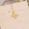 PVD Coated 18K Gold Real Gold Plated Butterfly Stainless Steel Glass Copper Cute Waterproof Non Tarnish 304 Stainless Steel Pendant Necklace