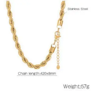 8mm Gold Necklace Kn237056-K
