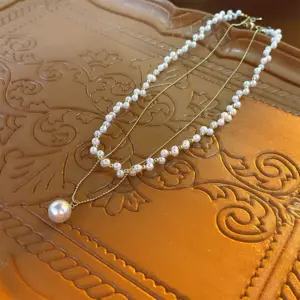 2# Necklace-Golden Double-Layer Pearl