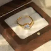 Wholesale Ion Plating (IP) 14K Gold Real Gold Plated Geometric 304 Stainless Steel Elegant Romantic Shiny Waterproof Non Tarnish Open Rings