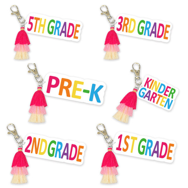 Wholesale Cross-Border Supply Back-To-School Season Teacher Keychain Student School Bag Pendant Grade Color Letter Key Cover