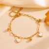 Wholesale 304 Stainless Steel Star Heart Shape Butterfly PVD Coated Acrylic 18K Real Gold Plated IG Style Sweet Waterproof Non Tarnish Inlay Gold Silver Bracelets Anklet