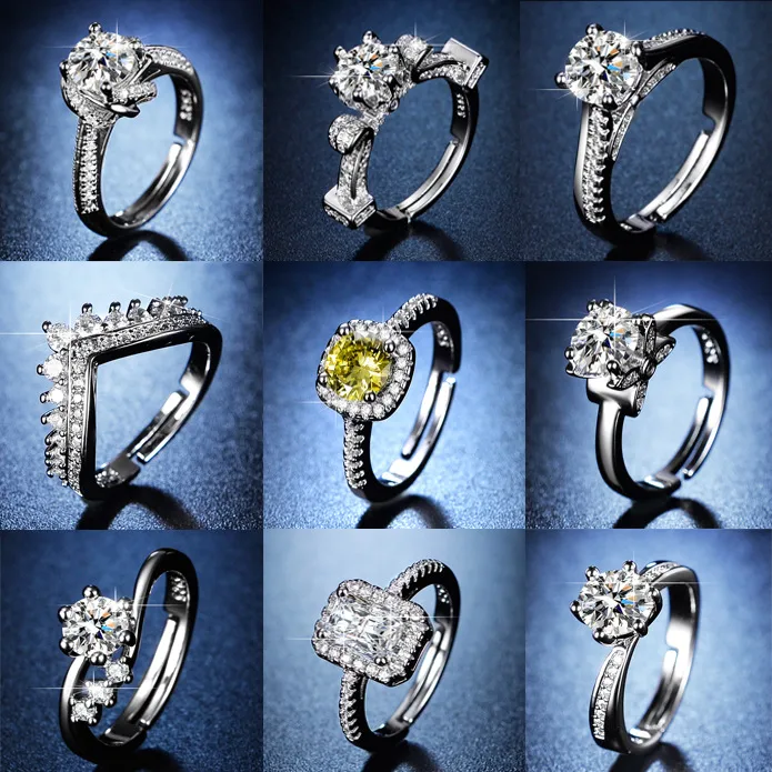 Wholesale Luxurious Square Copper Plating Inlay Zircon Open Ring