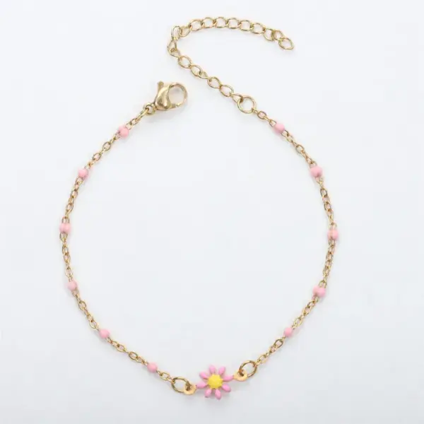 Wholesale Cute Sweet Flower 304 Stainless Steel Bracelets In Bulk