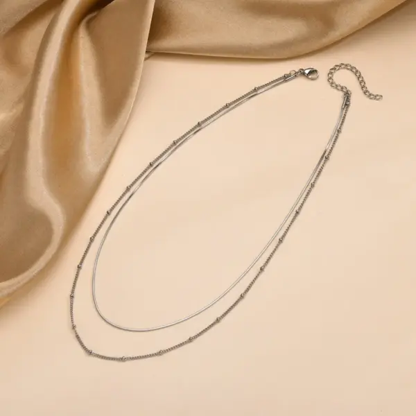 PVD Coated Real Gold Plated Solid Color 201 Stainless Steel IG Style Simple Style Waterproof Non Tarnish 201 Stainless Steel Double Layer Necklaces