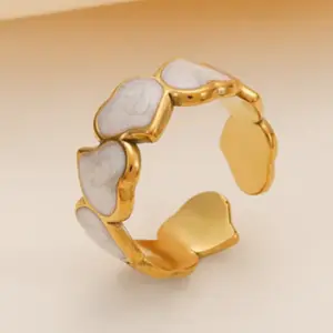 1 [AF59] Positive and Negative Love White Glaze Ring / Gold