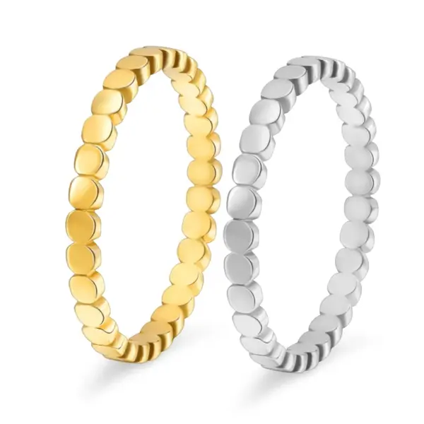 Wholesale Ion Plating (IP) Real Gold Plated 18K Gold Solid Color 304 Stainless Steel Simple Style Waterproof Non Tarnish Rings