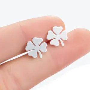 PVD Coated 18K Gold Real Gold Plated Four Leaf Clover 304 Stainless Steel Fashion Waterproof Non Tarnish Ear Studs