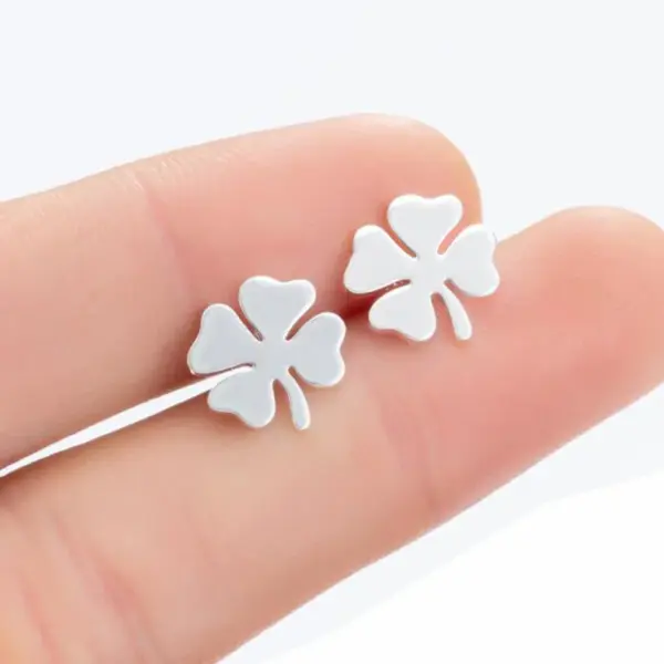 PVD Coated 18K Gold Real Gold Plated Four Leaf Clover 304 Stainless Steel Fashion Waterproof Non Tarnish Ear Studs
