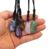 Wholesale Ethnic Style Water Droplets Natural Stone Crystal Agate Pendant Necklace 1 Piece