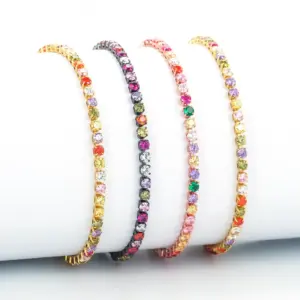 Wholesale Simple Single Row Multicolor Zircon Copper Bracelet