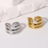 Wholesale PVD Coated Real Gold Plated 18K Gold Lines 304 Stainless Steel Modern Style Simple Style IG Style Waterproof Non Tarnish Open Rings