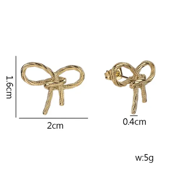 Wholesale 1 Pair Simple Style Classic Style Solid Color Bow Knot Plating 304 Stainless Steel Titanium Steel 18K Gold Plated Ear Studs