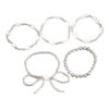 Wholesale European and American Cross-border New Bow Imitation Pearl Beaded Bracelet 5-piece Set Fashion Elegant Simple Elastic Bracelet for Women