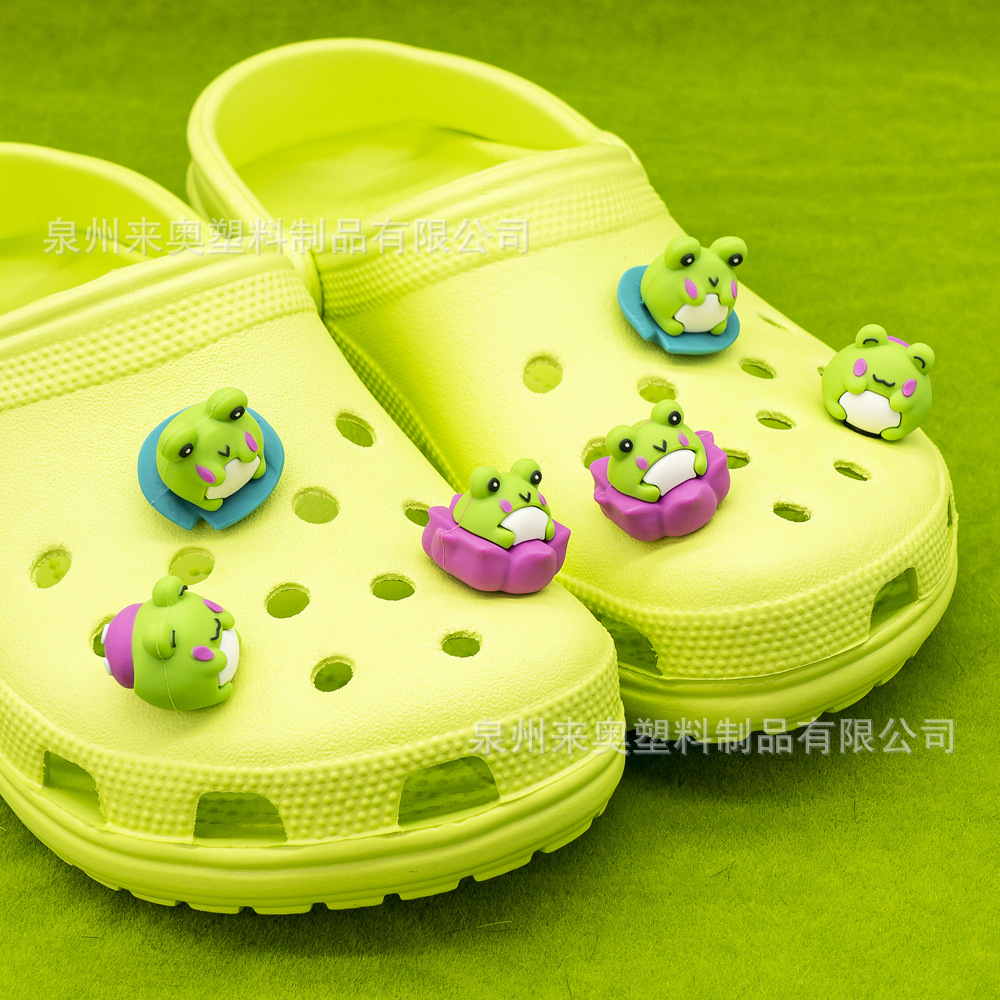 Wholesale Cross-border Hot Selling Cute Little Frog Garden Shoe Buckle Aessories in stock Cartoon 3D Stereo Hole Shoes Flower Decoration Aessories