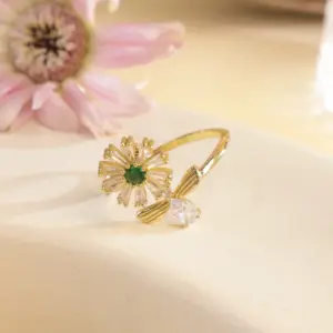 Jz82 Sunflower Open Ring / Gold