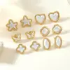 Wholesale Water Plated Imitation Gold Wind Heart/Butterfly/Flower/Geometric Earrings 304 Stainless Steel Three-Dimensional Stars
