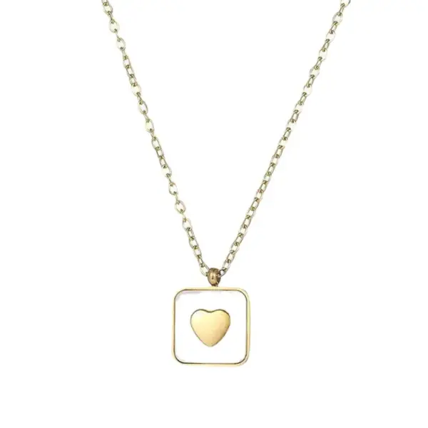 Fashion Square Water Droplets Flower Stainless Steel Titanium Steel Plating Inlay Shell Pendant Necklace 1 Piece