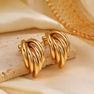 Wholesale Ion Plating (IP) 18K Gold Plated Solid Color 304 Stainless Steel Simple Style Classic Style Waterproof Non Tarnish Ear Studs