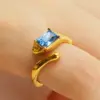 PVD Coated 18K Gold Plated Round Square Stainless Steel Elegant Retro Waterproof Non Tarnish Open Ring