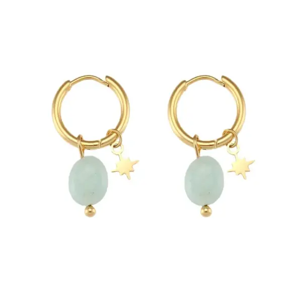 Wholesale 1 Pair Classic Style Geometric Plating Stainless Steel Natural Stone Gold Plated Earrings