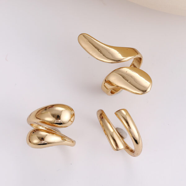 Wholesale Fully Managed Cross-border European and American Jewelry Fashion Personality Geometric Drop Ring 3 Piece Set Niche Opening Design Ring