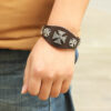 Wholesale Ancient Roman Cross Rivet Punk Style Cowhide Bracelet