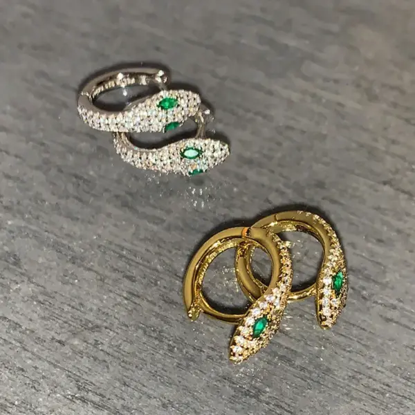 Wholesale Fashion Snake Copper Plating Zircon Earrings 1 Pair