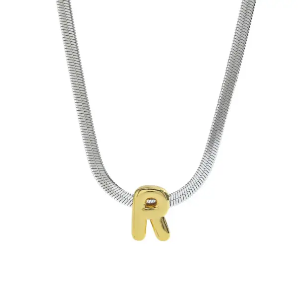 Wholesale Elegant Simple Luxury Stainless Steel 18K Gold Plated 26 Letter Pendant Necklace Women Casual Weekend Date Selfie Festival