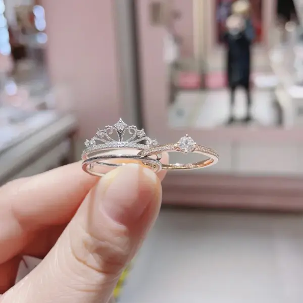 Wholesale Modern Style Crown Copper Plating Inlay Artificial Diamond Rings