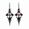 Wholesale Cross-border Foreign Trade Amazon Gothic Earrings Punk Style Cross Pattern Metal Red Rhinestone Ear Hanging