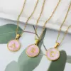 Wholesale Jewelry Simple Style Letter Titanium Steel Shell 18K Gold Plated Plating Inlaid Shell Necklace