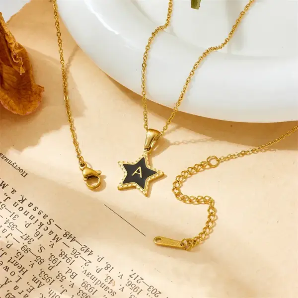 Wholesale Titanium Steel 18K Gold Plated Simple Style Plating Letter Star Acrylic Pendant Necklace