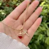 Copper Ball Chain 18K Gold Plated Inlay Cross Heart Shape Zircon Pendant Necklace