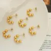 304 Stainless Steel C Shape PVD Coated 18K Gold Plated Real Gold Plated 18K Gold Casual Simple Style Waterproof Non Tarnish Plating Gold Sier Ear Studs