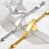 Wholesale PVD Coated Real Gold Plated 18K Gold Heart Shape Butterfly 304 Stainless Steel Cute Waterproof Non Tarnish 304 Stainless Steel Bracelets
