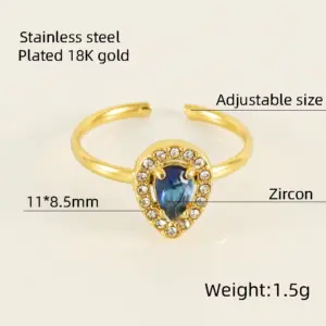 587-Water Drop Ring [Blue Diamond]
