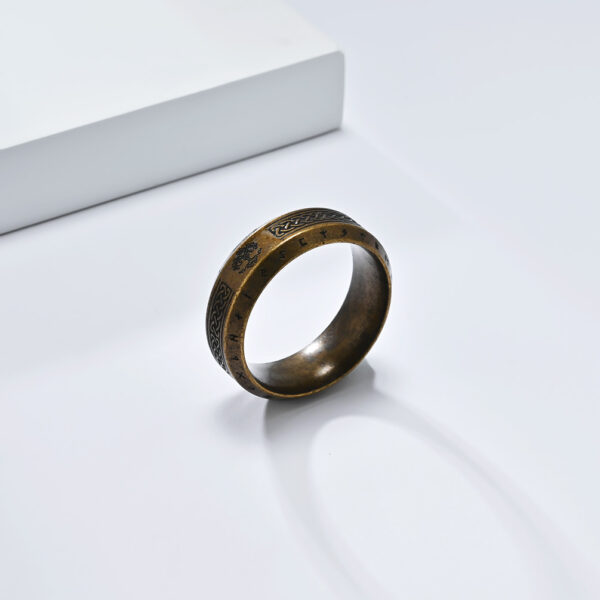 Wholesale Nordic Celtic Tree of Life Luen Rune Viking Ring Men's Stainless Steel Retro Trendy Hand Jewelry