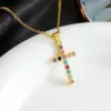 Wholesale Jewelry Modern Style Cross 304 Stainless Steel Copper Pendant Necklace Cable Chain