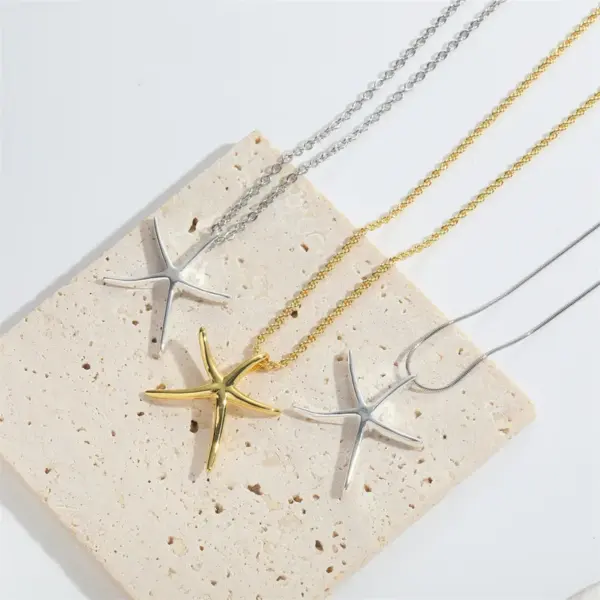 oly-be2095fe18954a470c0c2441045da1e0 Wholesale Copper 14K Gold Plated Starfish Pendant Necklace