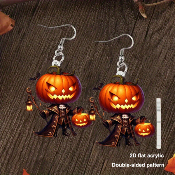 Wholesale Halloween scary pumpkin man flat acrylic earrings