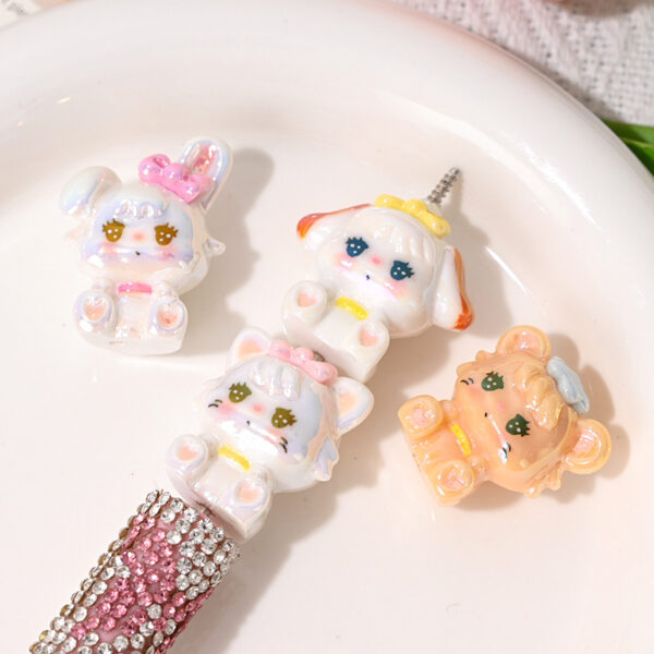 Wholesale Color-plated 3D cat beaded overalls