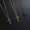 PVD Coated Real Gold Plated 18K Gold Cross 304 Stainless Steel Simple Style Waterproof Non Tarnish 304 Stainless Steel Pendant Necklace