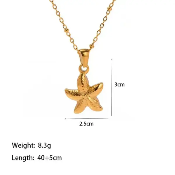 Wholesale 18K Gold Plated 304 Stainless Steel PVD Coated Pearl Starfish Shell Plating Inlay Paperclip Chain Cable Chain Rings Earrings Necklace